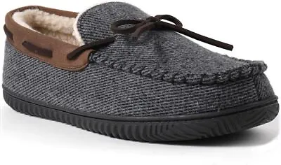 Men's Casual Moccasin Slippers With Tie Closed Back House Shoes Indoor Outdoor • $16.99