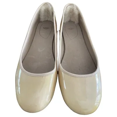 UGG Antora Genuine Sheepskin Ballet Flats Nude Patent Leather Womens Size US 8.5 • $29