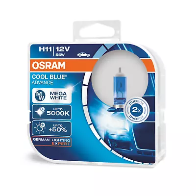 2xOsram H11 Cool Blue Advance 12v 55w Halogen Headlight Globe • $65