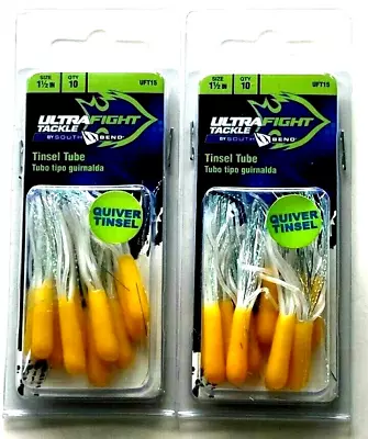 2 Packs Tube Baits South Bend Ultra Fight Tinsel Tube 1.5  Yellow White 10 Count • $6.94