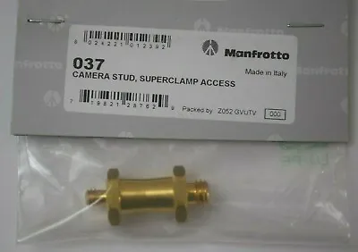 Manfrotto 037 Brass Camera Mounting Stud 3/8  To 1/4 -20 Ends. For Super Clamp • $9.95