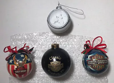 Lot Of 4 Harley Davidson Christmas Ornaments 2000 & 2001 Unboxed - Porcelain • $20