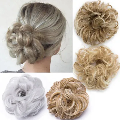 UK Curly Messy Bun Hair Piece Scrunchie Updo Cover Hair Extensions Thick Natural • £7.20