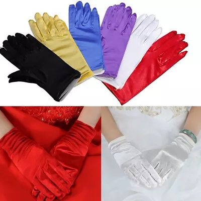£4.99 • Buy SHORT Satin Gloves Charleston 1920s Fancy Dress Burlesque Princess Party 9 COLOR
