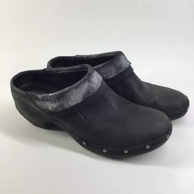 Merrell Shoes Womens Luxe Wrap Clog Black Studded Round Toe Leather Wedge Heel 9 • $33.94