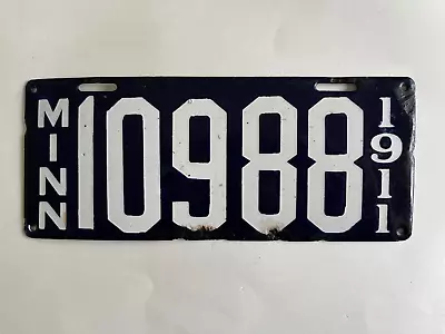 1911 Minnesota License Plate Porcelain Minor Blue Touch Up Nice Gloss!! • $599.99