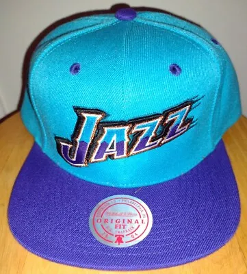 Utah Jazz HWC Snapback Baby Blue Purple Mitchell & Ness Hat NBA Cap New Adult US • $31.88