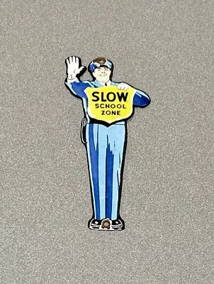 Vintage Slow School Zone Porcelain Sign Car Gas Oil Truck Gasoline Automobile • $54.99