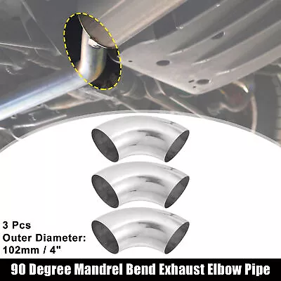 3pcs OD 4 Inch 90 Degree Bend Auto Exhaust Tube Elbow Pipe Arc Length 280mm • $39.99