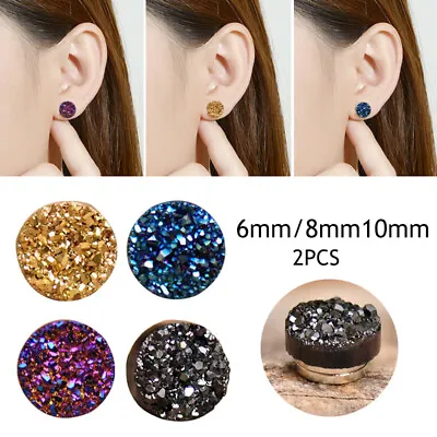 Round Crystal Zircon Magnetic Earrings Magnet Ear Magnet Ear Clip Women Girl Men • $1.97