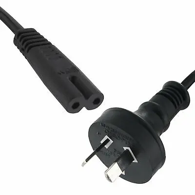 $14.95 • Buy 2m Mains Power Lead Cord Cable AU 2-Pin To Figure 8 Plug 240V 7.5A IEC-C7