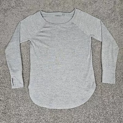 Athleta Shirt Women's Medium Luxe Pose Heather Gray Sweater Thumbhole Tunic • $10.42