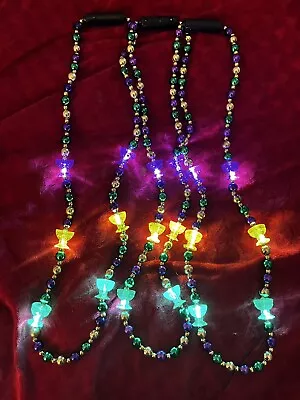 Krewe Of Bacchus Light-up Mardi Gras Wine Chalice Beads Purple Green &gold Lot 2 • $8.99