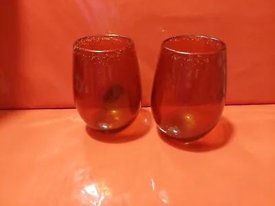 Amber Bubbles Stemless Wine Glass Pair 480ml • £14.99