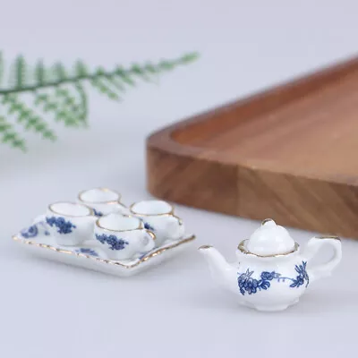 6Pcs Dollhouse Miniature Dining Ware Porcelain Tea Set Dish Cup -Flower PatteFM • $2.62