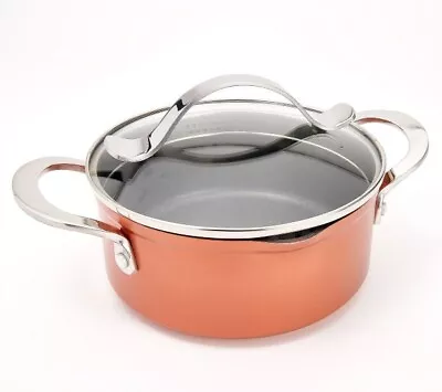 $18.99 • Buy Bronze Forged Aluminum 2 Qt.  Pot Pan Built In Strainer Cooks Essentials