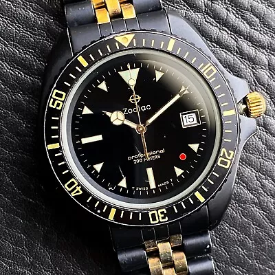 Excellent Zodiac Vintage Red Point Red Dot 106.27.06 Quartz Diver Swiss • £435.49