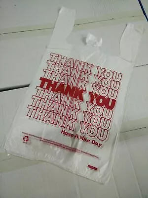 THANK YOU T-Shirt Bags 11.5  X 6  X 21  White Plastic Shopping Bags 1/6 Bags • $8.50