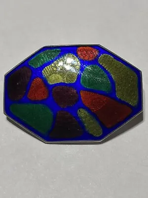 Norway Ole Oleberg Modernist Abstract Pin Brooch 925S Guilloche • $67