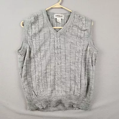 Vintage Campus Gray Acrylic Sweater Vest Size Medium • $20