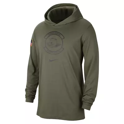 Nike Oregon Ducks Long Sleeve Salute 2 Service Hoodie Shirt Olive Green NWT Sz M • $39.99