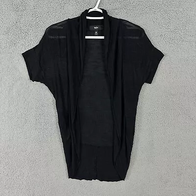 Mossimo Cardigan Womens Medium Black Short Sleeve Knit Open Front Cap Sleeve • $9.88