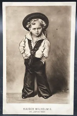 C1910 Kaiser Wilhelm II As Child Sailor Dress Postcard Bruncker Germany Antique • $7.99