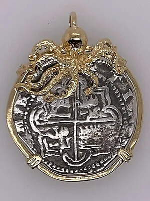 $975 • Buy ATOCHA Coin Octopus Pendant 14K Gold Nautical Sunken Treasure Shipwreck Jewelry
