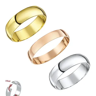 9ct Gold Wedding Ring Band D Shaped 9ct White GoldYellow Gold Or Rose Gold • £126.62