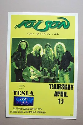 Poison Concert Tour Poster1989 Lawlor Events Center Tesla-- • $4.50