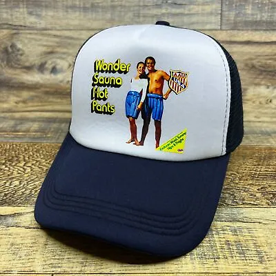 Wonder Sauna Hot Pants Mens Trucker Hat Navy Snapback 80s Advertisement Ball Cap • $19.99