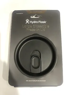Hydro Flask Large Closeable Press-In Lid Black Fits 32oz Tumbler & 24oz Mug -New • $9.74