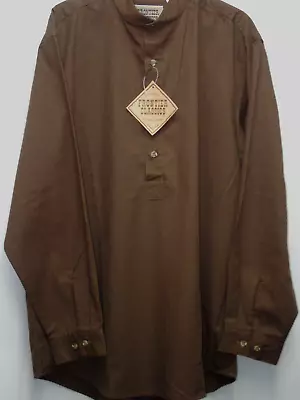 Frontier Classics Collarless BROWN 100% Cotton Shirt S-3X New See Measurments • $37.40