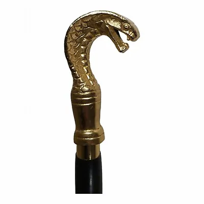 Walking Stick Cobra Style Classic Wooden Cane Black Shaft Sturdy Chrome Handle • £19.99