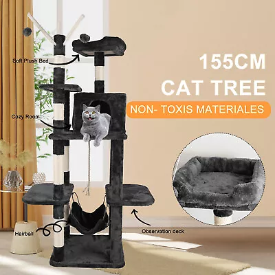 Bonpet Cat Tree Tower Scratching Post Large Cat Climb House Furniture 116/155CM • $63.59