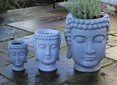 £12.95 • Buy Garden Ornaments Plant Flower Pot Planter Buddha Head Zen Decoration Outdoor