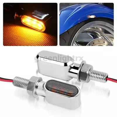 2X Motorcycle Turn Signal Lights Chrome LED Amber Indicator Blinker Universal • $12.99