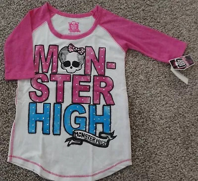 Monster High Juniors Girls Halloween Pink Baseball T-Shirt Size XS/M/L • $5.99