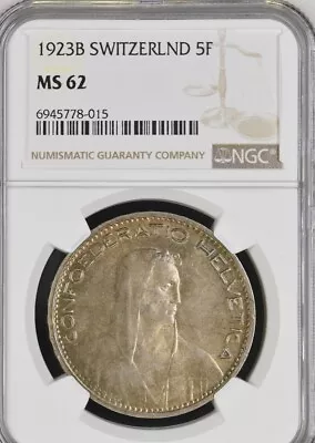 Switzerland 5 Francs 1923 NGC MS62 • $125.58