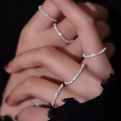 Simple Classical Engagement Wedding Sparkling Ring Women Jewelry Finger Ring • $5.29