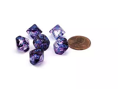 Luminary Nebula 10mm Mini 10 Sided D10 Dice 6 Pieces - Nocturnal With Blue • $4.46