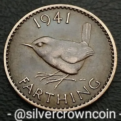 UK Great Britain Farthing 1941. KM#843. 1/4 Quarter Penny Cent Coin. Bird WWII H • $5.12