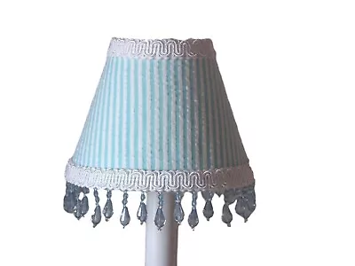 Ice Blue Striped Beaded Chandelier Shade 5  Mini Lamp Sconce Shade • $5