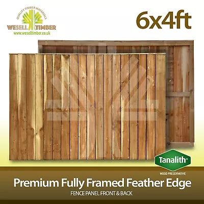 6x4 Heavy Duty Fully Framed Pressure Treated Tanalised Feather Edge Fence Panel • £38.99