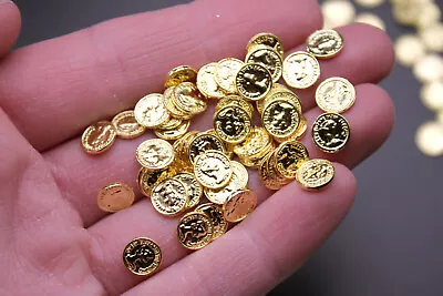 Gold Coins 25 50 Or 100 Pk Mini 1:6 Scale Faux Gold Silver Zinc Alloy Doubloon • $60.10