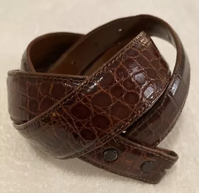 Genuine Alligator Cognac Belt  - Size 36 - 1-1/4” X 1” - Made In USA - Excellent • $195