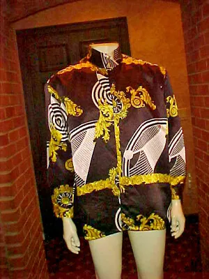 Vintage Men Creme De Silk  Polyester Light Weight Jacket Nehru Collar Xlarge Wow • $199.99