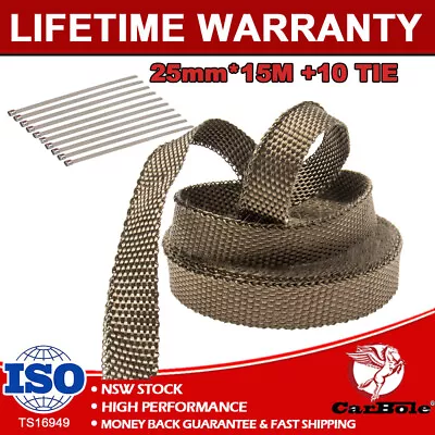 1  X 50 FT Exhaust Heat Wrap Tape Pipe Ties Kit For Header/Exhaust Roll Titanium • $14.65