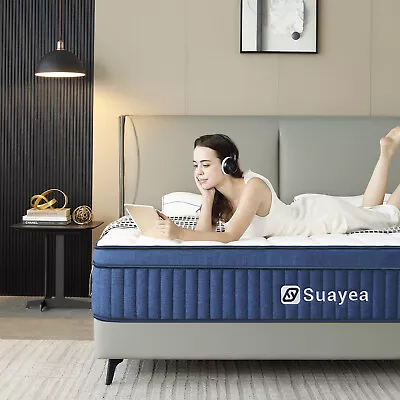 SUAYEA 10 12 14  Gel Memory Foam Hybrid Spring Full King Queen Mattress In A Box • $379