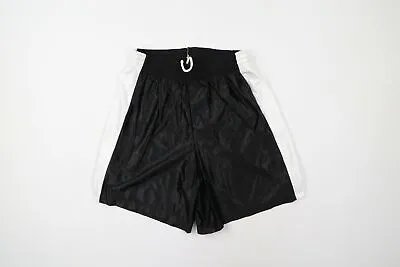 Vtg 90s Streetwear Mens M Above Knee Color Block Silky Nylon Shorts Black USA • $62.95